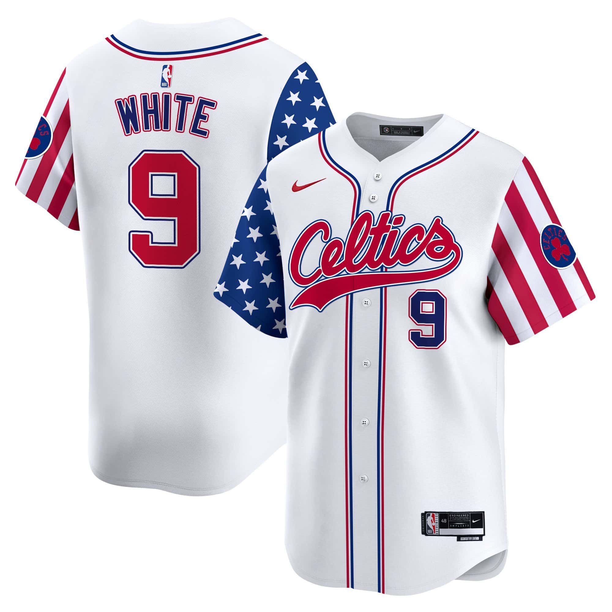 Men Boston Celtics #9 White White 2024 Nike Independence Day Baseball NBA Jersey